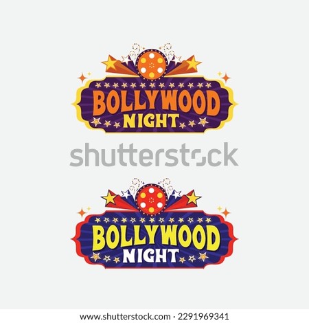 Bollywood Night Party Background, Disco Lights, Retro Vintage Logo Unit, Dance, Event Party Sign, Celebrations