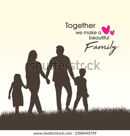 Family Silhouettes, Landscape, Family Day, Home Concept, Love, Social Media Post Vector Template