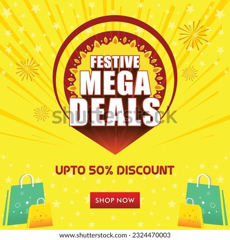 Festive Mega Deals, Online Shopping Offers Logo unit. Festival sale, Festival Offer. Discount unit ads