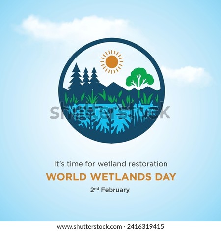 World Wetlands Day, 2nd February Social Media Square Post Vector Design  Template