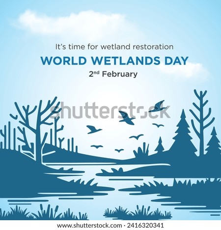 World Wetlands Day, 2nd February Social Media Template Vector Design  