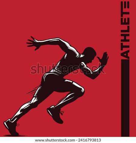 Athlete Running Poster Vector Illustration. Sports, Action, Fitness, athletes 