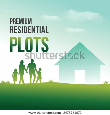 Residential Plots for sale, Real estate, Home, Housing Concept. Social Media Post Vector Design Template