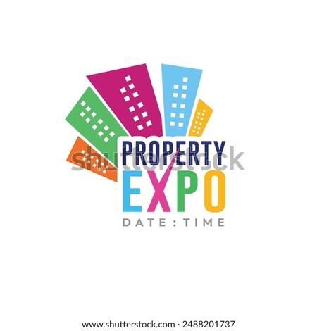 Real Estate Property Expo Logo Label Unit Vector Design Templates. Home, House, Flats, Apartments, Villas, Plots