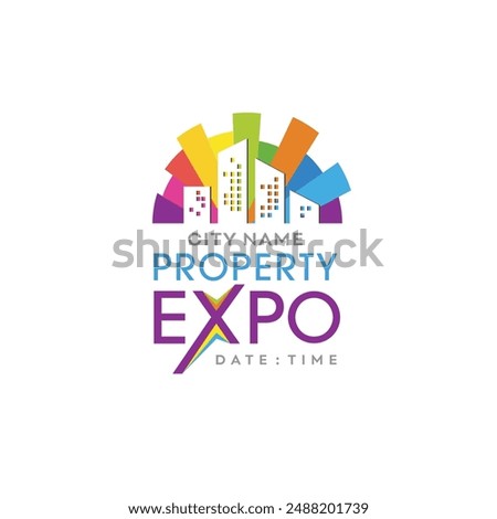 Real Estate Property Expo Logo Label Unit Vector Design Templates. Home, House, Flats, Apartments, Villas, Plots