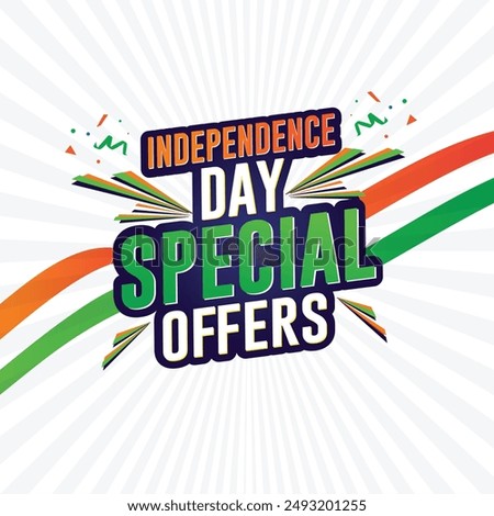 August 15th, Independence Day Special Offers Logo Vector Design. Retail, Sale, Advertising, Marketing Offers