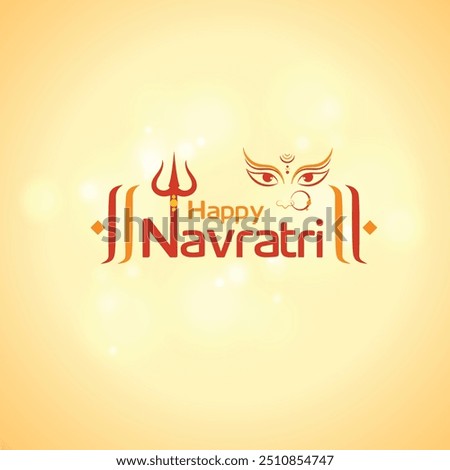 Happy Navratri Logo label Unit Vector. Wishes, Indian Festival Logo, Vijayadashami, Dussehra, Maa Durga