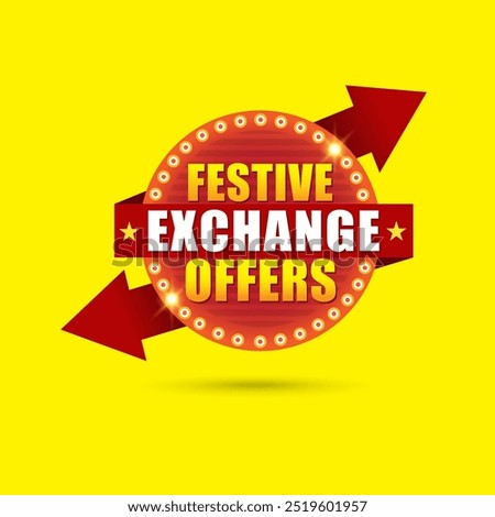 Festive Exchange Offers Retro Logo Unit Vector. Advertising, Sale, marketing, Promotional logo