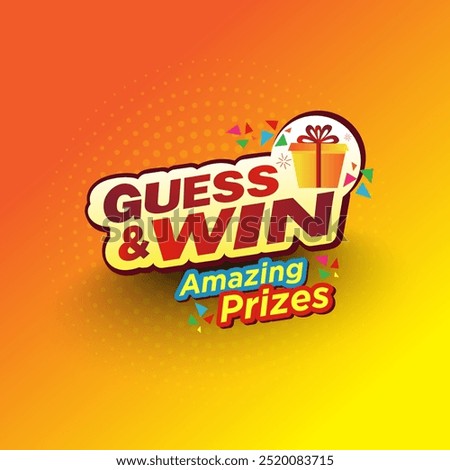 Guess and win Logo Unit Vector Design. Abstract, Contest, Gift, Giveaway. 