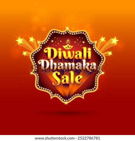 Diwali Dhamaka Sale Label Design Template Vector Layered illustration. Advertisement Offers, marketing, Sale, Discount Poster