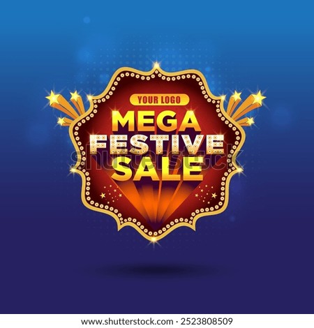  Festival Sale Logo Unit. Mega Festival, Offers, Discount Advertisement Template Vector Editable