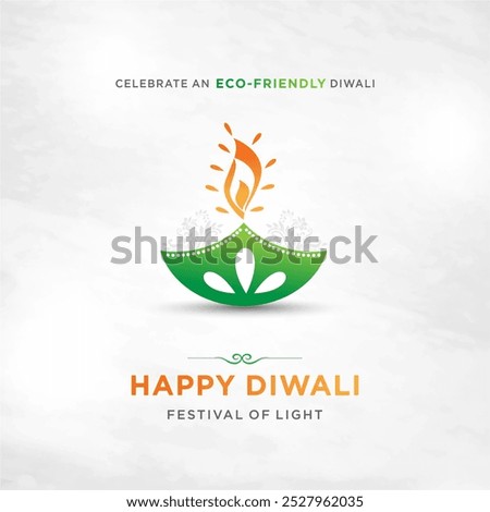 Eco Friendly Diwali. Happy Diwali Wishes Social Media Post. Indian Festival, Celebrate, Deepawali, Green, Environment, Safe.