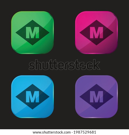 Barcelona Metro Logo four color glass button icon