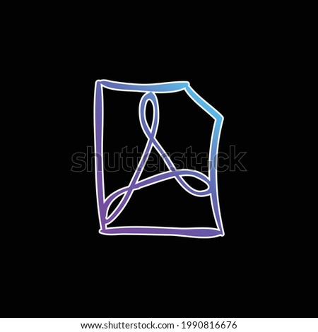 Adobe Reader File Outlined Sketch blue gradient vector icon