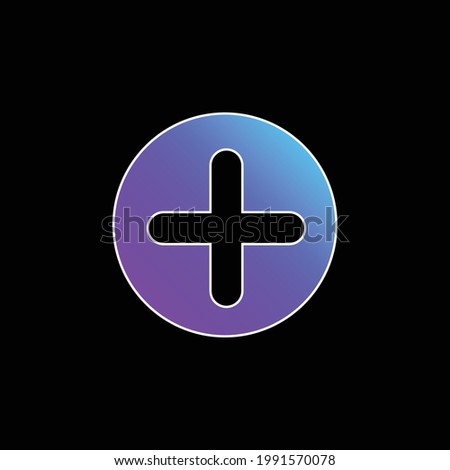Add Button With Plus Symbol In A Black Circle blue gradient vector icon