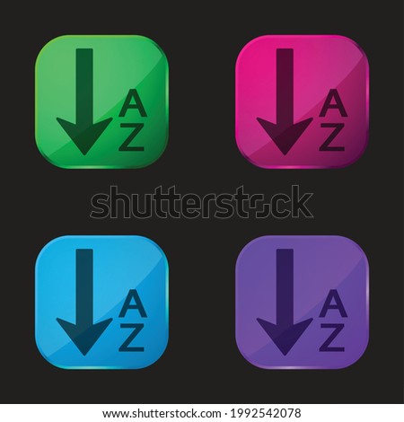 Alphabetical Order four color glass button icon
