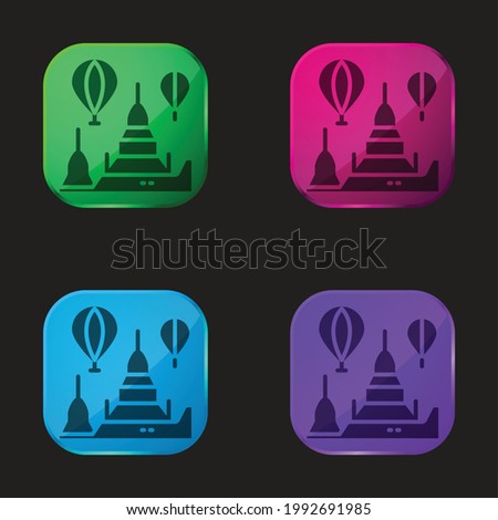 Bagan four color glass button icon