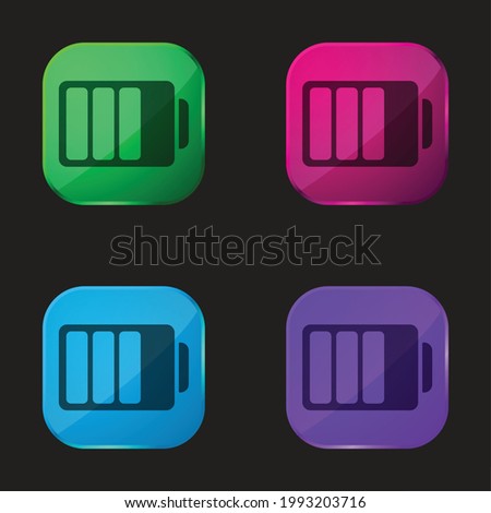 Battery Status With Three Quarters Charged four color glass button icon