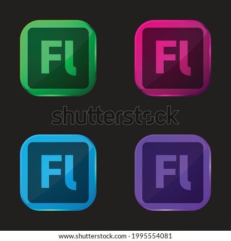 Adobe Flash Player four color glass button icon