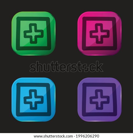 Add Hand Drawn Button Outline four color glass button icon