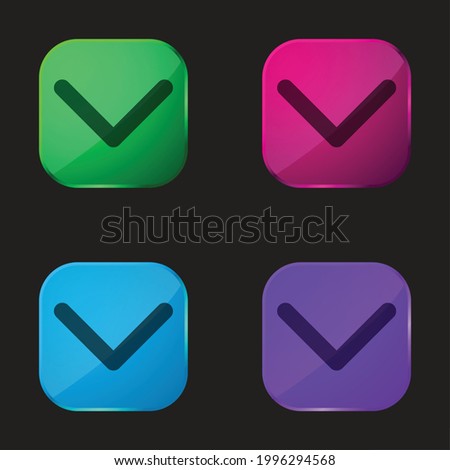Arrow Down Sign To Navigate four color glass button icon