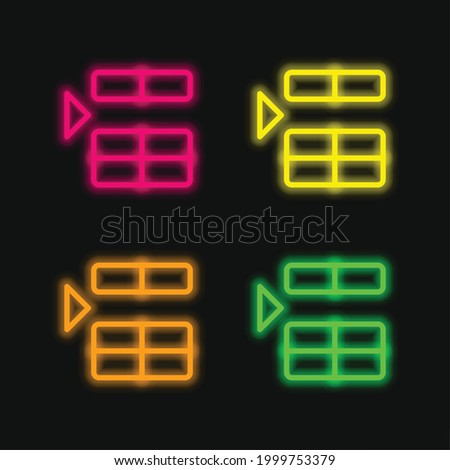 Above four color glowing neon vector icon