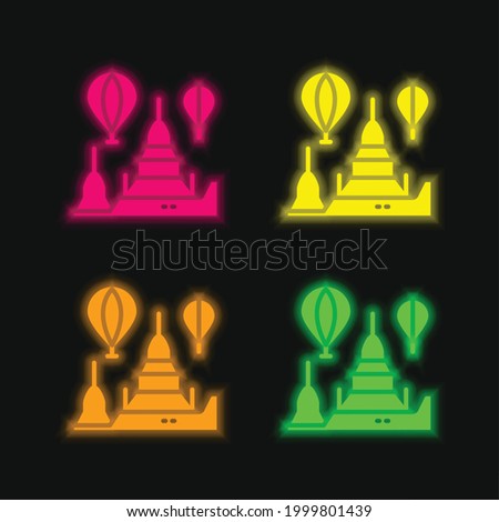 Bagan four color glowing neon vector icon