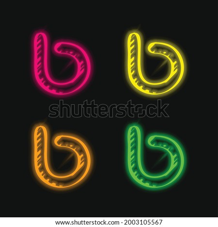 Bebo Logo Sketched Symbol four color glowing neon vector icon