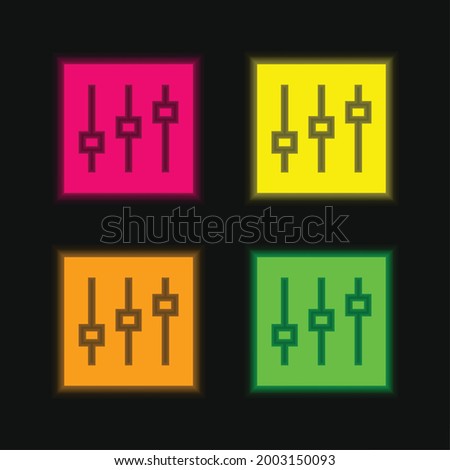 Adjustment four color glowing neon vector icon