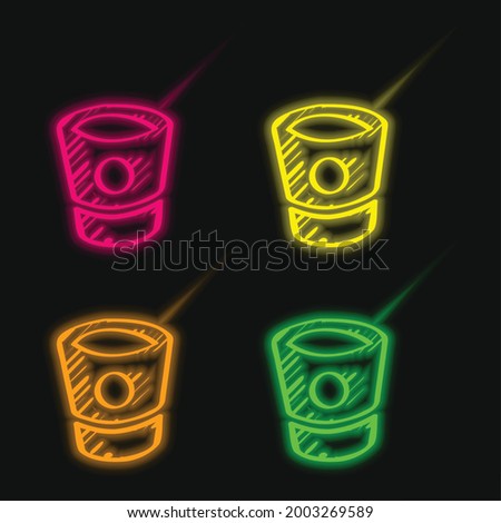Bitbucket Sketched Social Logo Outline four color glowing neon vector icon