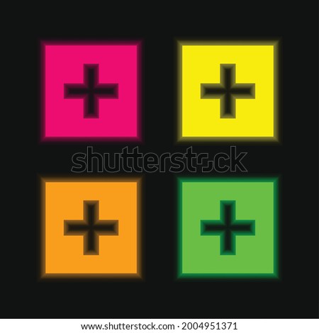 Addthis four color glowing neon vector icon