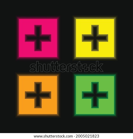 Addthis four color glowing neon vector icon