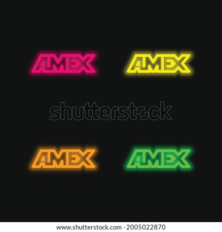 Amex four color glowing neon vector icon