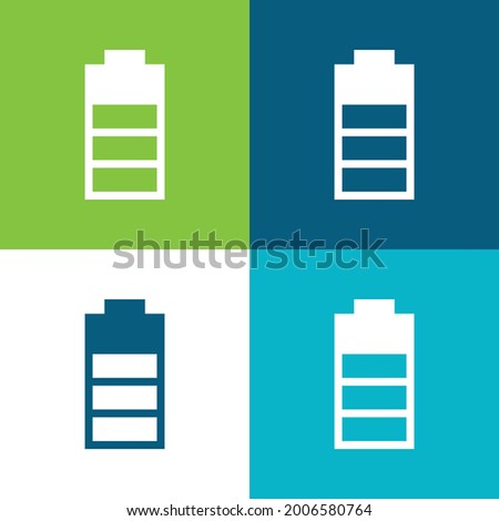 Battery Status With Three Quarters Of The Charge Flat four color minimal icon set