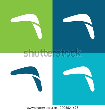 Boomerang Stick Flat four color minimal icon set