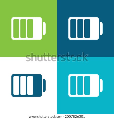 Battery Status With Three Quarters Charged Flat four color minimal icon set