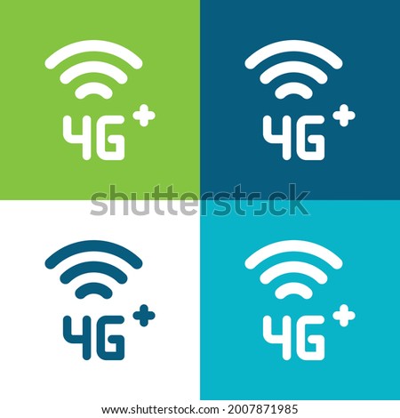 4g Plus Flat four color minimal icon set