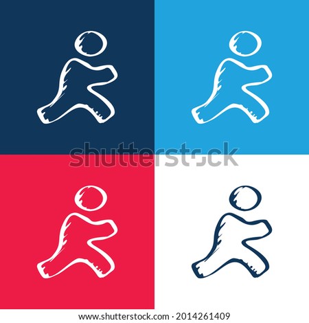 AOL Sketched Logo Variant blue and red four color minimal icon set