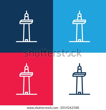 Auckland blue and red four color minimal icon set