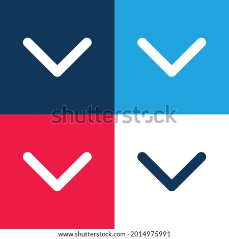 Arrow Down Sign To Navigate blue and red four color minimal icon set