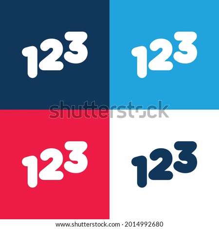 123 Numbers blue and red four color minimal icon set