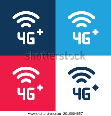 4g Plus blue and red four color minimal icon set