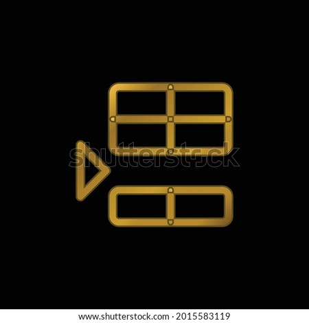 Below gold plated metalic icon or logo vector