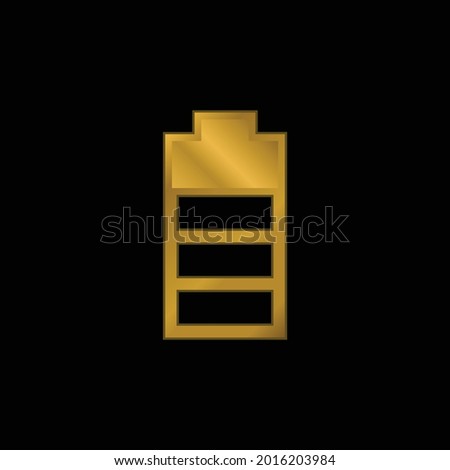 Battery Status With Three Quarters Of The Charge gold plated metalic icon or logo vector