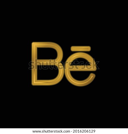 Behance Big Logo gold plated metalic icon or logo vector