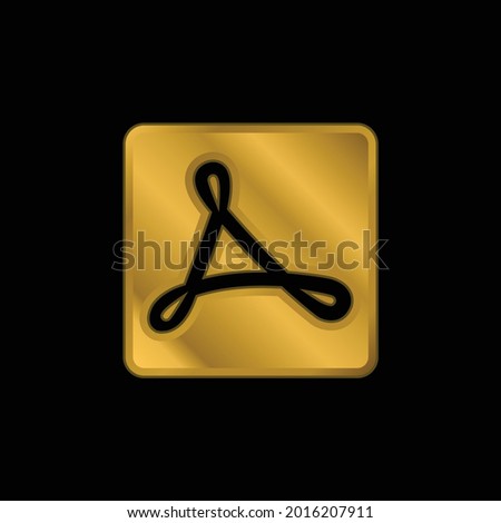 Adobe Reader Logo gold plated metalic icon or logo vector