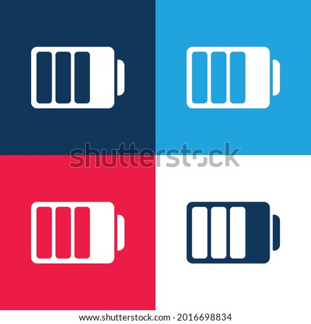 Battery Status With Three Quarters Charged blue and red four color minimal icon set
