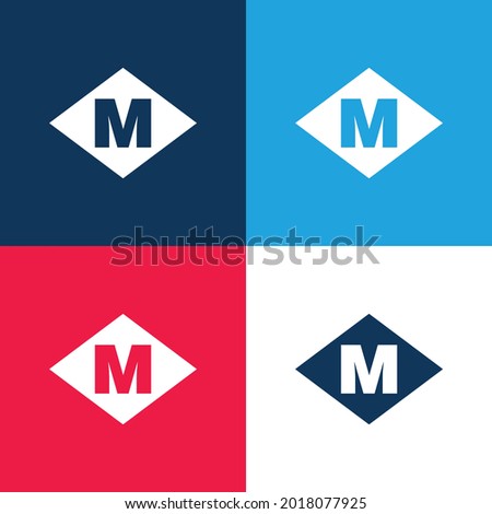 Barcelona Metro Logo blue and red four color minimal icon set