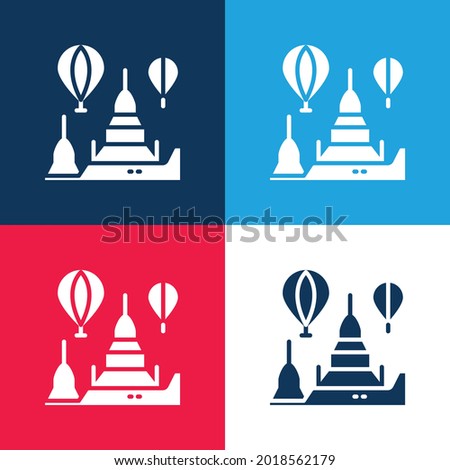 Bagan blue and red four color minimal icon set