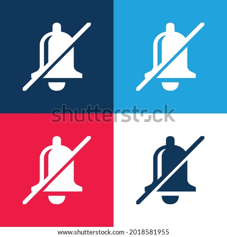 Bell Slash blue and red four color minimal icon set